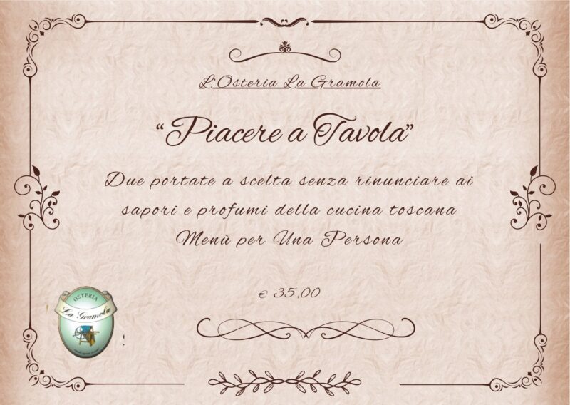 Buono menù "Piacere a Tavola" all'Osteria La Gramola per 1 persona